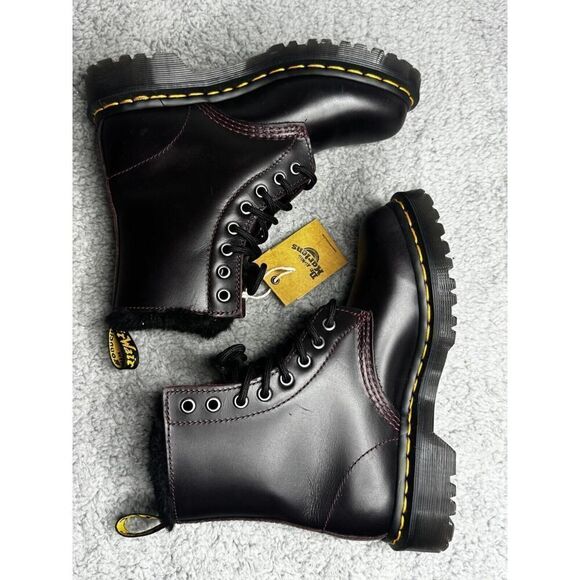 NWT Doc Martens 1460 Serena Oxblood s Boots Women's US Size 5 Faux Fur Lining - Picture 5 of 9
